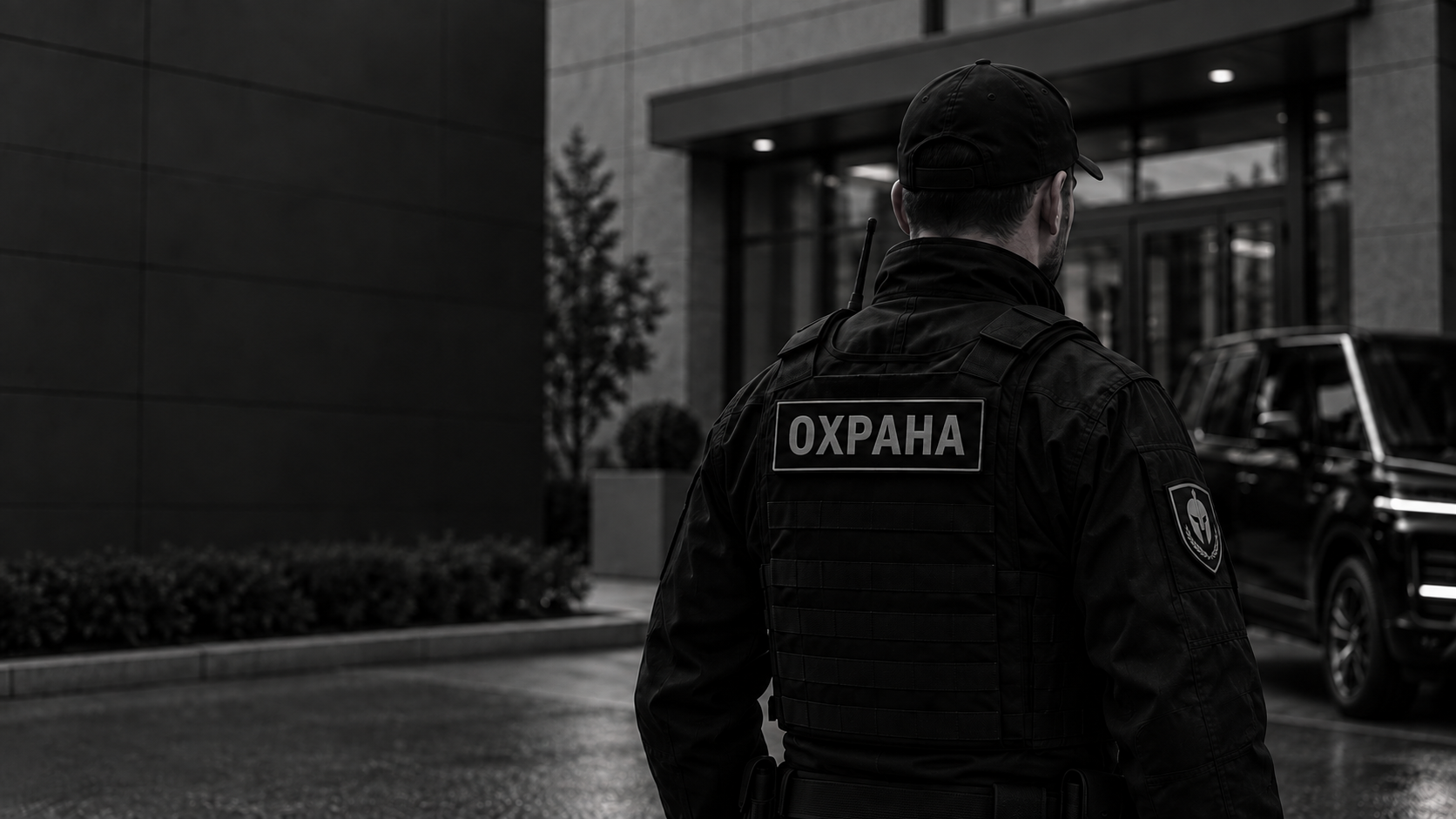 Иллюстрация охранника у объекта